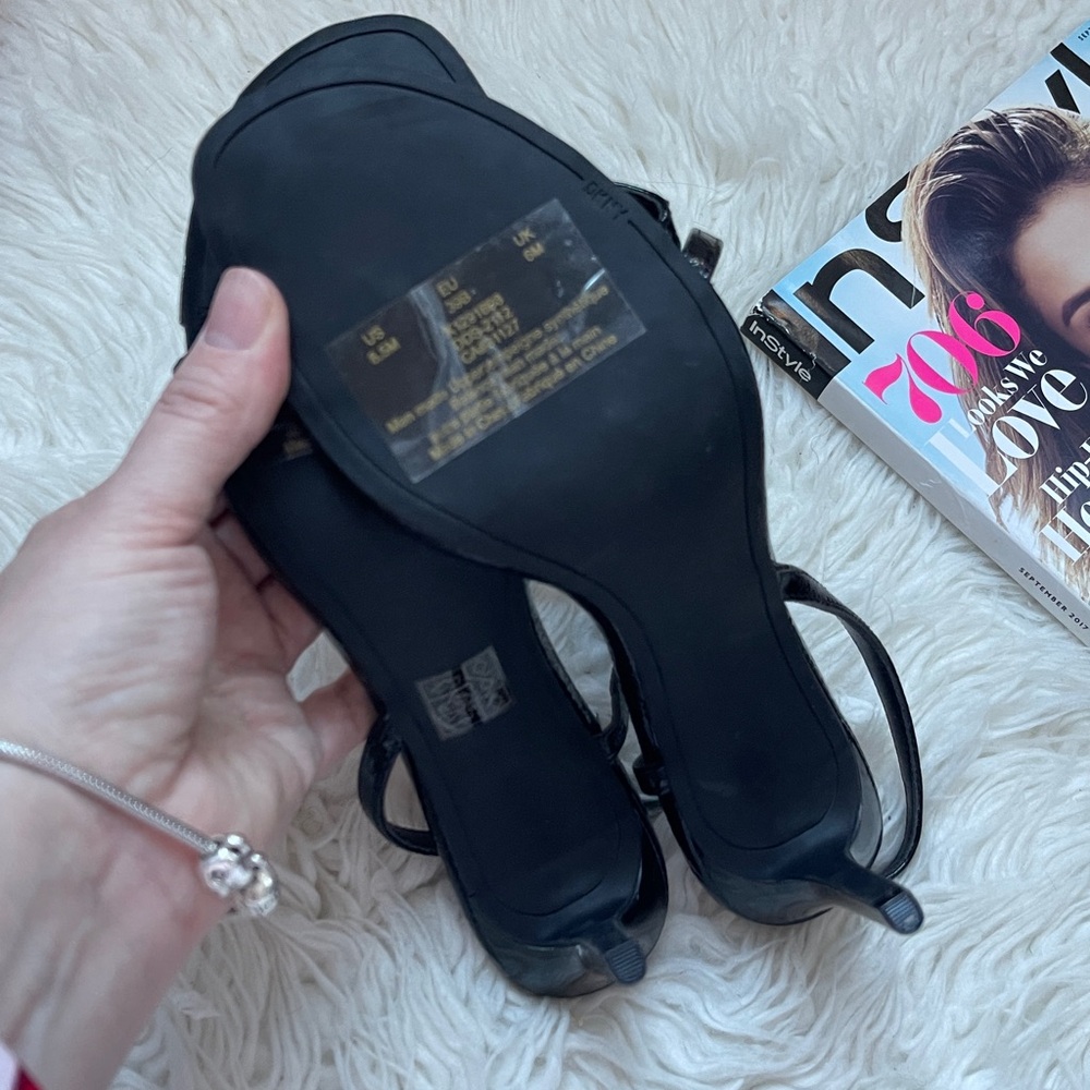 New DKNY Danielle Stiletto Glossy Black Strappy Sandals Heels - Picture 10 of 14